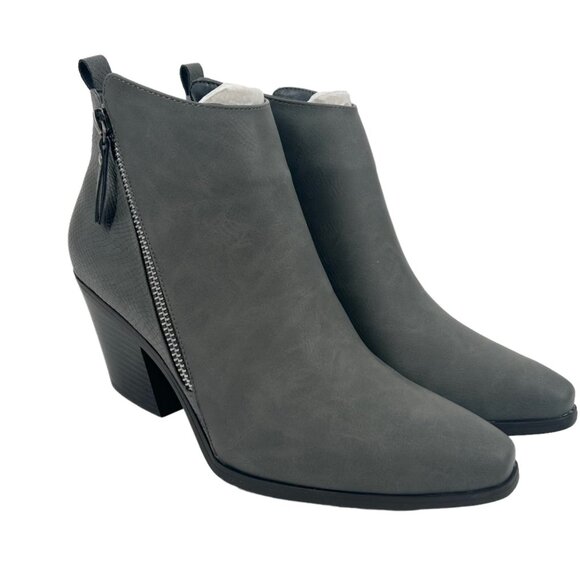 JustFab Shoes - NWB JustFab Carlee Faux Leather Gray Ankle Booties